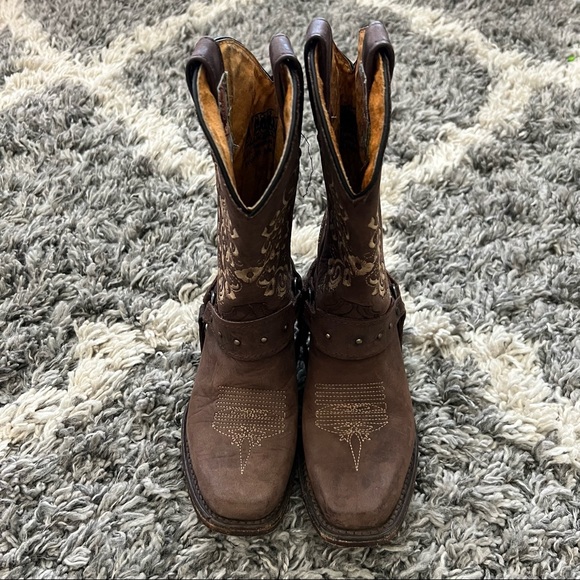 Old Corral Brown Leather With Tan Floral Embroidery Cowboy Boots. Size 9.5T - Picture 3 of 14